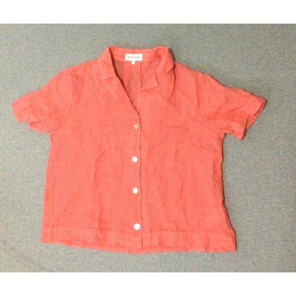 Bella Dahl Tops - Bella Dahl Womens cropped Shirt Sz S orange Linen Button Front